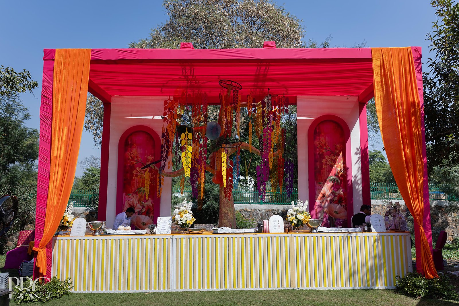 The mandap in pink