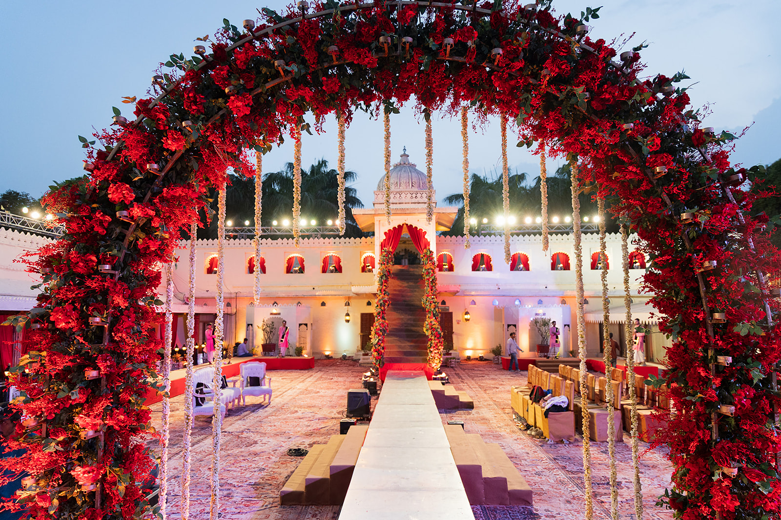 The lawn, lit for the sufi night